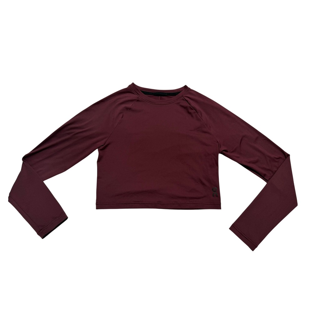 On Running Movement Long-T Crop Women Size M Burgundy Excellent Activewear Top